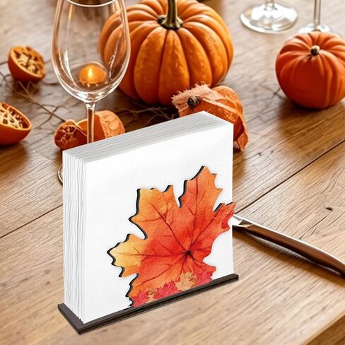 Singhaaje Fall Napkin Holder, Autumn Leaf Wooden Napkin Holder Decor | Autumn Napkin Holder for Dining Table, Fall Thanksgiving Harvest Decor for Party Home Kitchen Dining Table in Kuwait