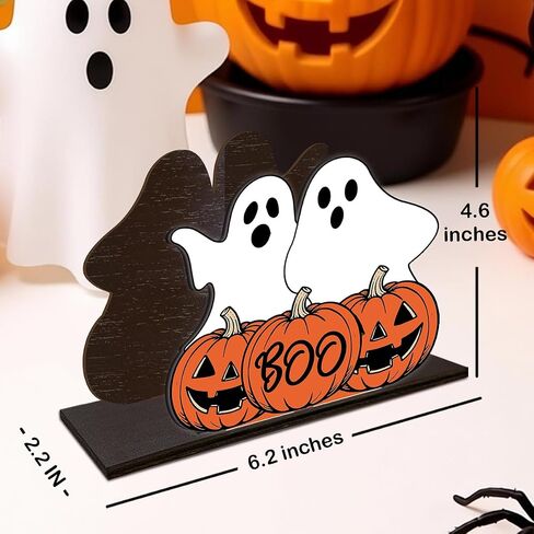 Singhaaje Halloween Ghost Napkin Holder Boo Wooden Napkin Holder Decor | Ghost Pumpkin Napkin Holder for Tables, Spooky Decor for Party Home Kitchen Dining Living Room in Kuwait