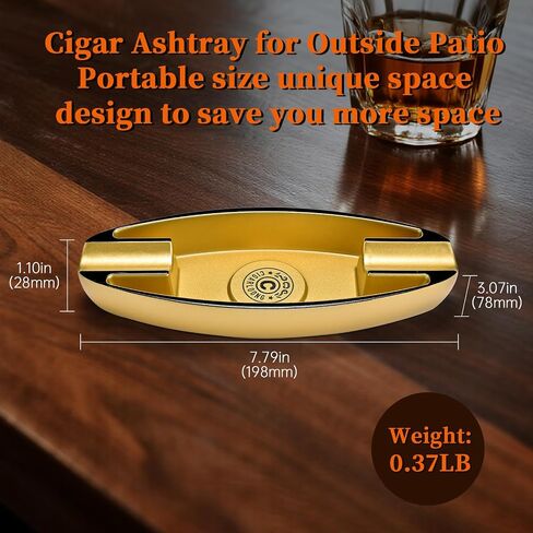 Cigar Ashtray for Outside Patio with 2 Rest Cigar Holder Portable Travel Ashtray Unique Unbreakable (Black) in Kuwait
