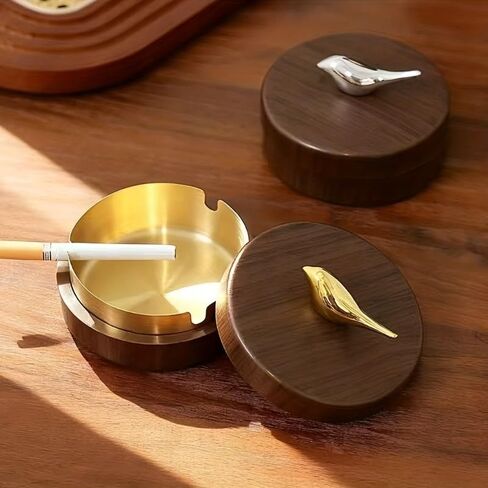 A Stylish And Elegant Ashtray for The Tabletop, Perfect for Home Use Or in The Car, Featuring a Lid And a Vintage Aesthetic, Making It an Ideal Gift for The Homeowner in Kuwait