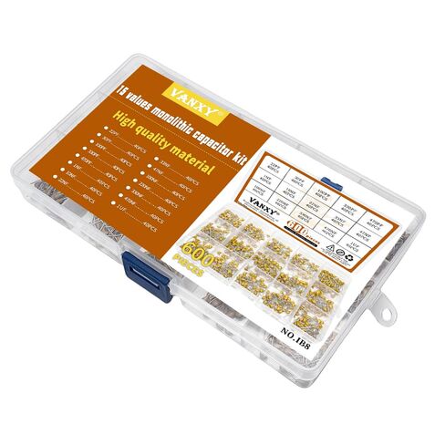 600pcs Ceramic Capacitor 104 100nF 0.1uF 1uF 105 470nF 474 10nF 103 330nF 334 220nF 224 47nF 473 33nF 333 22nF 223 1nF 102 22PF 30PF 100PF 330PF 470PF Monolithic Capacitors Kits（15Values） in Kuwait