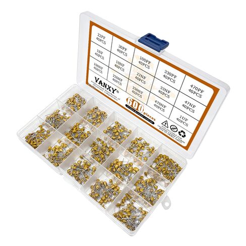 600pcs Ceramic Capacitor 104 100nF 0.1uF 1uF 105 470nF 474 10nF 103 330nF 334 220nF 224 47nF 473 33nF 333 22nF 223 1nF 102 22PF 30PF 100PF 330PF 470PF Monolithic Capacitors Kits（15Values） in Kuwait