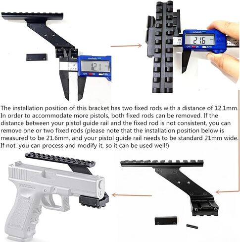 ProWildGearTactical الدقة الألومنيوم 21mm القضبان Picatinny العلوي والسفلي مسدس مسدس نطاق جبل للمشاهد والأضواء والملحقات للمسدسات مع الملحقات الأمامية in Kuwait