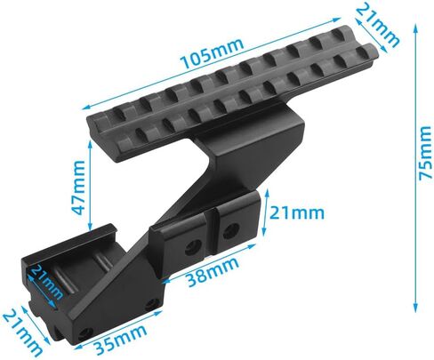 ProWildGearTactical الدقة الألومنيوم 21mm القضبان Picatinny العلوي والسفلي مسدس مسدس نطاق جبل للمشاهد والأضواء والملحقات للمسدسات مع الملحقات الأمامية in Kuwait