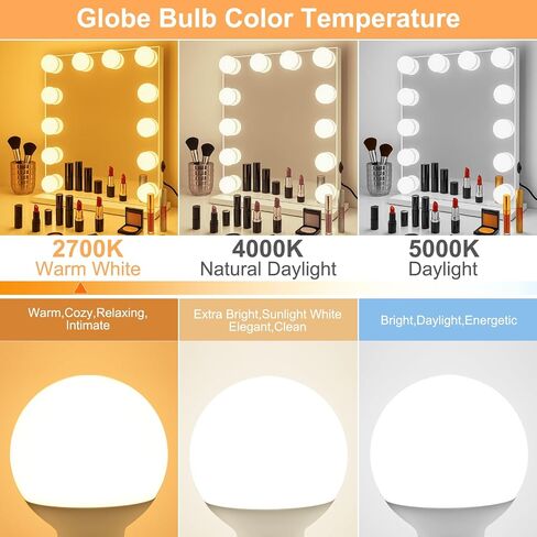 G25 LED لمبة إضاءة الغرور 5 وات (40 وات مكافئة) 2700 كيلو أبيض دافئ، مصابيح إضاءة كروية مزخرفة، قاعدة E26، 500LM مثالية للحمام/مرآة مكياج الغرور، غير قابلة للتعتيم، 4 عبوات in Kuwait