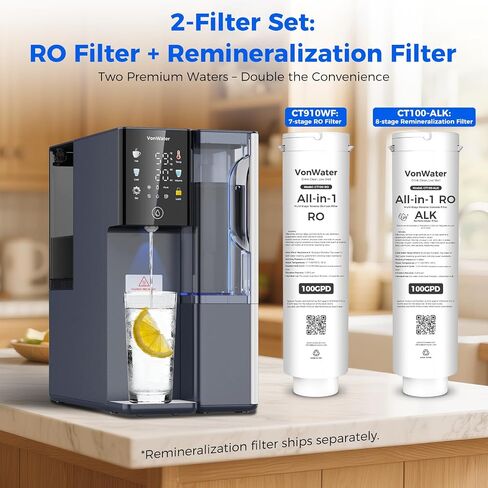 C5-Blue Countertop RO System, Hot & Cold Alkaline Water | 2 Filters (1 RO + 1 Remineralization pH+ RO), 8-Stage Filtration, 3s Instant Hot Water, 4-Year Use, NSF/ANSI 372/42/58 Certified in Kuwait