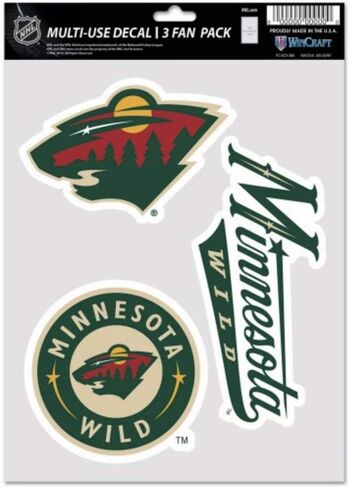 NHL Minnesota Wild Decal Multi Use Fan 3 Pack, Team Colors, One Size in Kuwait