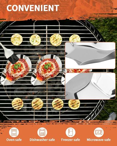 24 PCS Oyster Shells, Stainless Steel Grillable Oyster Grill Pan Shells Set, Kitchen Metal Oyster Grilling Shells for Cooking Oysters, Shrimp, Scallops, Clams, Reusable for Baking & Seafood in Kuwait