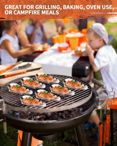 24 PCS Oyster Shells, Stainless Steel Grillable Oyster Grill Pan Shells Set, Kitchen Metal Oyster Grilling Shells for Cooking Oysters, Shrimp, Scallops, Clams, Reusable for Baking & Seafood in Kuwait