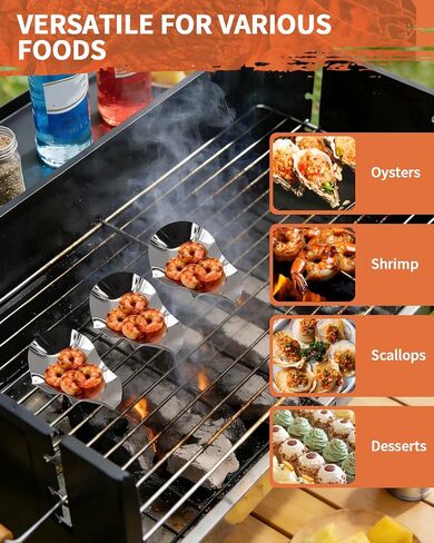 24 PCS Oyster Shells, Stainless Steel Grillable Oyster Grill Pan Shells Set, Kitchen Metal Oyster Grilling Shells for Cooking Oysters, Shrimp, Scallops, Clams, Reusable for Baking & Seafood in Kuwait
