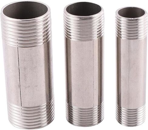 سباكة الحديقة بطول 8 سم 304 من الفولاذ المقاوم للصدأ موصل مياه للحديقة الدفيئة 1/2" 3/4" 1" ذكر خيط تمديد قضيب أنبوب (الحجم: 3/4 بوصة) تركيبات سباكة in Kuwait
