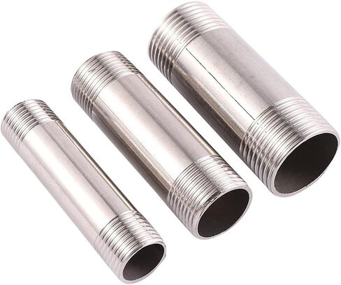 سباكة الحديقة بطول 8 سم 304 من الفولاذ المقاوم للصدأ موصل مياه للحديقة الدفيئة 1/2" 3/4" 1" ذكر خيط تمديد قضيب أنبوب (الحجم: 3/4 بوصة) تركيبات سباكة in Kuwait