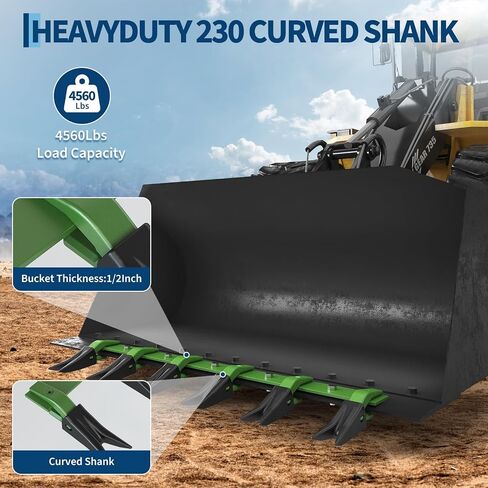 46" Heavy Duty 6-Tooth Bar for Sub-Compact Tractor Buckets, No-Drill Mount, Fits 1/2" & Thinner Cutting Edges, 4560 Lbs Capacity in Kuwait