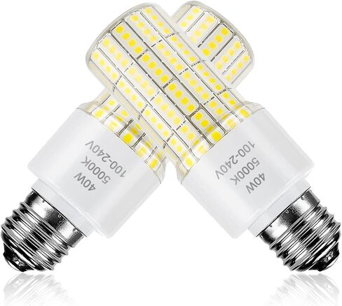 2 Pack 40W Led Light Bulb(300W Equivalent) 5000 Lumens 5000K Daylight White Led Bulbs E26/E27 Medium Base for Indoor Outdoor Street Office Warehouse Workshop Garage Backyard in Kuwait
