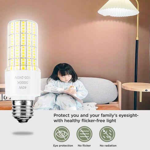 2 Pack 40W Led Light Bulb(300W Equivalent) 5000 Lumens 5000K Daylight White Led Bulbs E26/E27 Medium Base for Indoor Outdoor Street Office Warehouse Workshop Garage Backyard in Kuwait