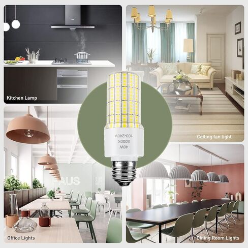 2 Pack 40W Led Light Bulb(300W Equivalent) 5000 Lumens 5000K Daylight White Led Bulbs E26/E27 Medium Base for Indoor Outdoor Street Office Warehouse Workshop Garage Backyard in Kuwait