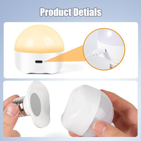 E26 Rechargeable Light Bulbs,Magnetic LED Portable Bulb with Remote and Timer, Battery Operated and Dimmable 3 Color Temperatures Backup Bulb for Sconces and Bedside Lamps Non-Hardwired Fixture,2 Pack in Kuwait