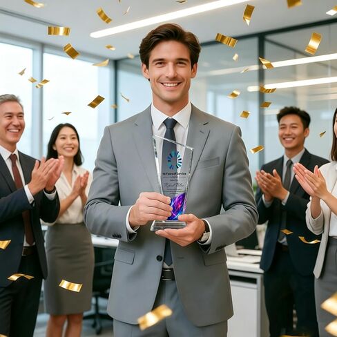 جائزة Crystal Trophy المخصصة - جائزة مخصصة مع نص صورة الشعار - جوائز وجوائز تذكارية لتقدير الشركات، وسنوات الخدمة، وموظف الشهر، والتقاعد، وهدايا تقدير الموظف in Kuwait