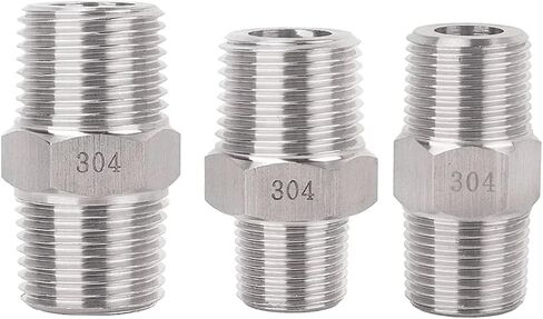 1 قطعة 1/8 "1/4" 3/8 "1/2" 3/4 "1" NPT ذكر الموضوع 304 الفولاذ المقاوم للصدأ عرافة الحلمة ارتفاع ضغط الأنابيب المناسب موصل مقرنة (NPT الموضوع، 1I4 إلى 3I8) in Kuwait
