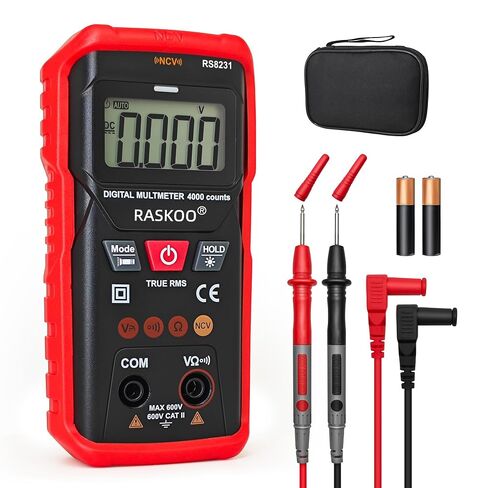 Premium True RMS Multimeter Tester, Digital Multimeter Auto Ranging | 4000 Counts, NCV, Smart Digital Multimeter Voltage Tester for AC/DC, Resistance, Continuity for Home, DIY and Automotive Use in Kuwait