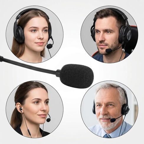 20 Pcs Headset Mic Cover Foam, 36×16×5mm Microphone Covers Foam | Black Microphone Windscreen, Noise Reduction Mini Microphone Pop Filter for Clear Audio fits Podcasting Vlogging & Interviews in Kuwait