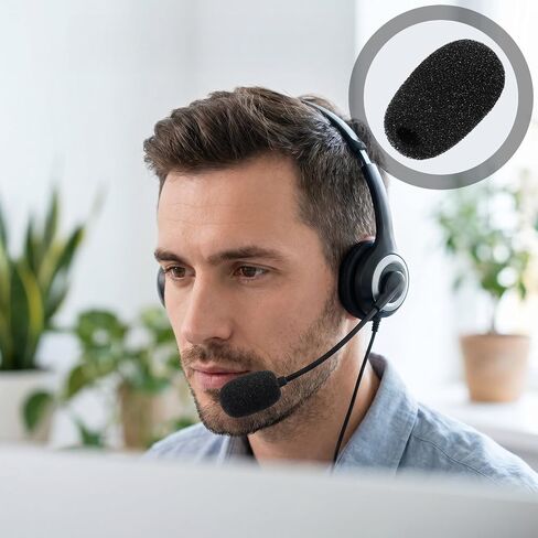 20 Pcs Headset Mic Cover Foam, 36×16×5mm Microphone Covers Foam | Black Microphone Windscreen, Noise Reduction Mini Microphone Pop Filter for Clear Audio fits Podcasting Vlogging & Interviews in Kuwait