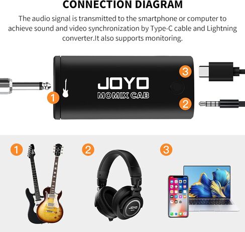 JOYO JW-03 2.4G Hz Wireless Guitar System 4 Channels and MOMIX CAB Guitar Audio Interface Pocket Internal Recording in Kuwait