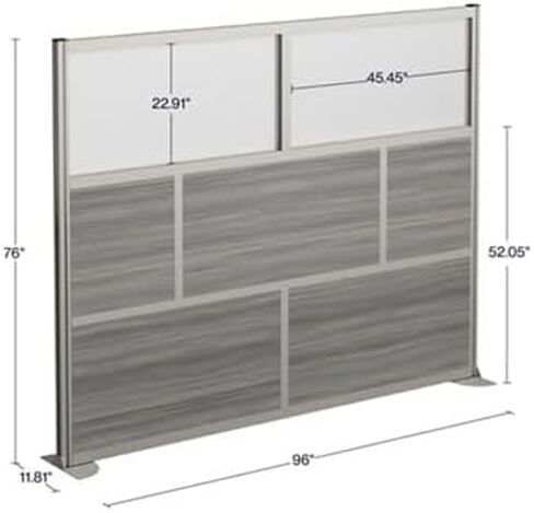 NBF Office Partitions - Cubicle Privacy Panel Wall Divider - Modern Room Separator with Quick Assembly - Indoor Laminate Free Standing Portable Room Divider Panel - 76" H x 96" W (Espresso & Warm Ash) in Kuwait