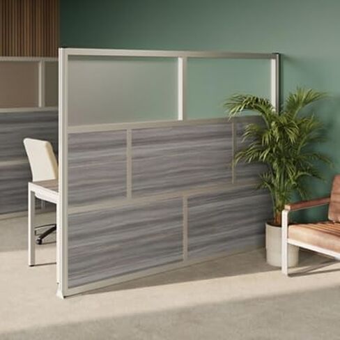 NBF Office Partitions - Cubicle Privacy Panel Wall Divider - Modern Room Separator with Quick Assembly - Indoor Laminate Free Standing Portable Room Divider Panel - 76" H x 96" W (Espresso & Warm Ash) in Kuwait