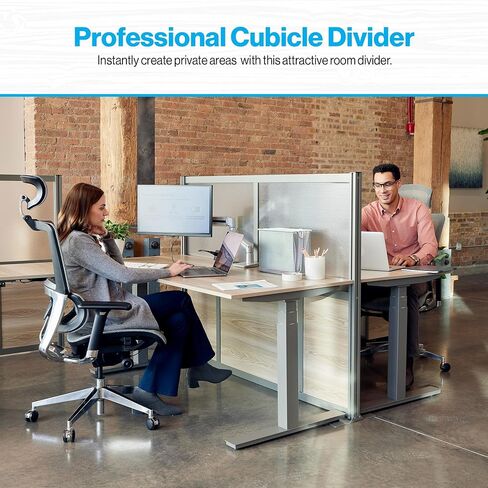 NBF Office Partitions - Cubicle Privacy Panel Wall Divider - Modern Room Separator with Quick Assembly - Indoor Laminate Free Standing Portable Room Divider Panel - 76" H x 96" W (Espresso & Warm Ash) in Kuwait