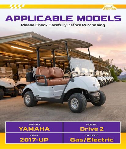 ترقية الزجاج الأمامي لعربة الجولف لـ Yamaha Drive 2 2017-UP لنماذج الغاز/الكهرباء، الزجاج الأمامي لعربة الجولف القابل للطي مع مفصلات شديدة التحمل، مقاوم للأشعة فوق البنفسجية والصدمات، مادة البولي كربونات بسمك 5 مم in Kuwait