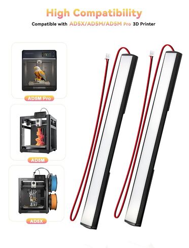 ترقية طقم إضاءة LED مغناطيسي 24 فولت متوافق مع Flashforge AD5M AD5M Pro AD5X، قطعتان | شرائط إضاءة LED مغناطيسية ذات تصميم تيار ثابت 24 فولت in Kuwait