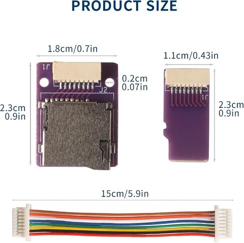 محول كابل تمديد Micro SD ذكر إلى أنثى موسع كابل PVC المرن يدعم Ender 3 Pro/Ender 3 V2/Ender 5 Plus/Ender 5 Pro/Raspberry Pi (5.9 بوصة/15 سم) in Kuwait