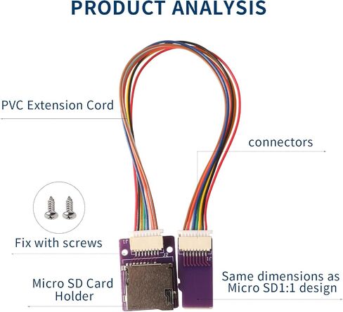 محول كابل تمديد Micro SD ذكر إلى أنثى موسع كابل PVC المرن يدعم Ender 3 Pro/Ender 3 V2/Ender 5 Plus/Ender 5 Pro/Raspberry Pi (5.9 بوصة/15 سم) in Kuwait