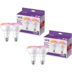 مصابيح الإضاءة الذكية WiZ Connected 65W BR30 LED - 4 عبوات - تتصل بشبكة Wi-Fi الخاصة بك - لمبة E26 الذكية - التحكم بالصوت أو التطبيق + التنشيط بالحركة - المادة المتوافقة in Kuwait