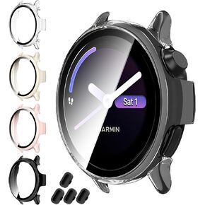 مجموعة من 4 حافظات مع واقي شاشة من الزجاج المقوى 9H Flim متوافق مع Garmin Vivoactive 6، وحافظة حماية ممتازة للكمبيوتر الشخصي وسدادات غبار من السيليكون in Kuwait