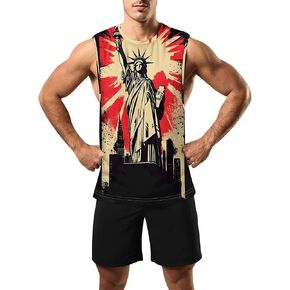 Zhyaj Summer Tanks Top for Men Flag Graphic Print Sleeveless Shirts Casual Working Out Vest T-Shirts Loose-Fit Men's Tank in Saudi Arabia