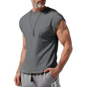 Men's Casual Solid Color Tank Vest Sleeveless Gym Shirt Basic T-Shirt Casual Loose Sports Running Underwear in Kuwait