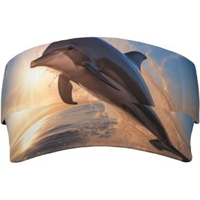 Dolphinn Print Sports Sun Visor Hats Adjustable Running Golf Tennis Sun Cap for Women Men Black in Saudi Arabia