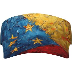 Flag of Venezuela Print Sports Sun Visor Hats Adjustable Running Golf Tennis Sun Cap for Women Men Black in Saudi Arabia