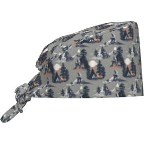Camping Gorilla Sunset A Print Scrub Caps Women Men, Nurse Cap Surgical Caps Scrub Hats for Women Men, Adjustable Working Cap with Sweatband Black in Kuwait