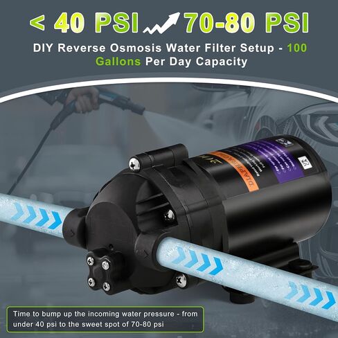 2025 ترقية 100GPD Universal 6800 مجموعة المضخة الداعمة لنظام المياه RO | ترقية الضغط العالي 100PSI | متوافق مع جميع أنظمة تنقية المياه RO | معدل تدفق أسرع 5 مرات in Kuwait