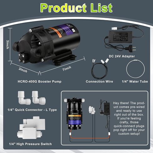 2025 ترقية 100GPD Universal 6800 مجموعة المضخة الداعمة لنظام المياه RO | ترقية الضغط العالي 100PSI | متوافق مع جميع أنظمة تنقية المياه RO | معدل تدفق أسرع 5 مرات in Kuwait