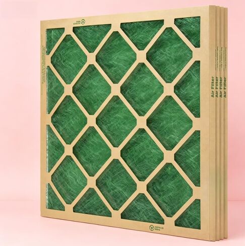 Nested Glass MERV 1 Furnace Air Filter 4 Count HVAC Replacement Filter | 16x25x1 air filter, UL Class 2 spun glass air filter, integrated chipboard frame, nested storage, protects HVAC units in Kuwait