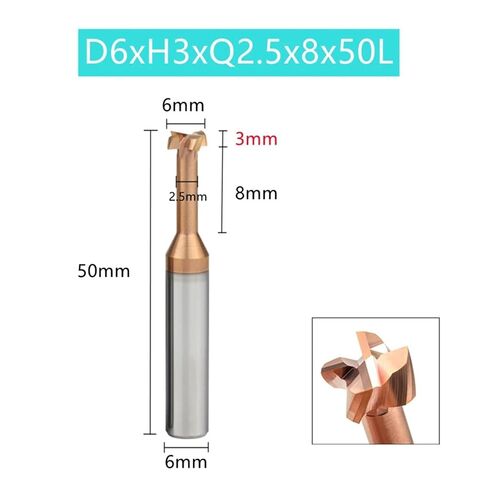قواطع طحن الحز من النوع T - لقم توجيه من الصلب التنغستن، قطعتان، D4mm-12mm، طاحونة نهاية عالية الدقة (D6xh3xq2.5x8x50l) in Kuwait