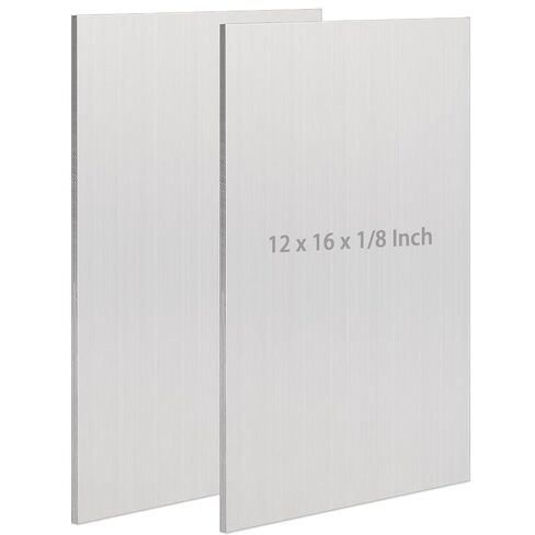 ZEONHEI2 Pack 6061 Aluminum Sheet Metal 12 x 16 x 1/8 Inch with Protective Film, Silver Rectangular Aluminum Plate for Industrial Use in Kuwait