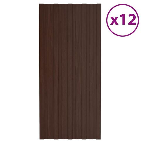 12 Pcs Galvanized Steel Roof Panel Set, Brown Metal Roofing Sheets for Sheds and Garages, 39.37 x 17.72 Inch Durable Corrugated Metal Roofing Panels in Kuwait