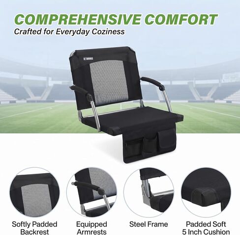 Stadium Seats with Back Support & Armrests,Portable Bleacher Chairs for Football Games & Events,Sports,Concerts,Outdoor Use,Comfortable in Kuwait