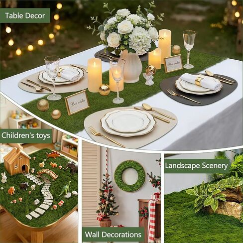 Artificial Moss Table Runner 4" x 47" for Wedding Party Decor, Fairy Garden Crafts, DIY Enchanted Forest Centerpiece, Rustic Home Table Decoration(10cm x 120cm) in Kuwait