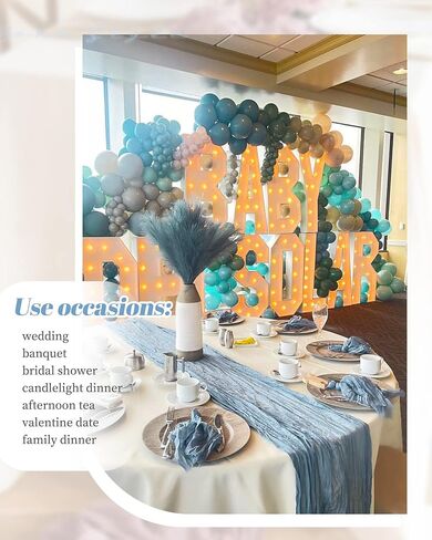 10 Pack Dusty Blue Cheesecloth Table Runner, 35×120 Inch Long Semi-Sheer Boho Rustic Guzae 10 ft Table Runner for Wedding , Party ,Bridal Shower Decor in Kuwait